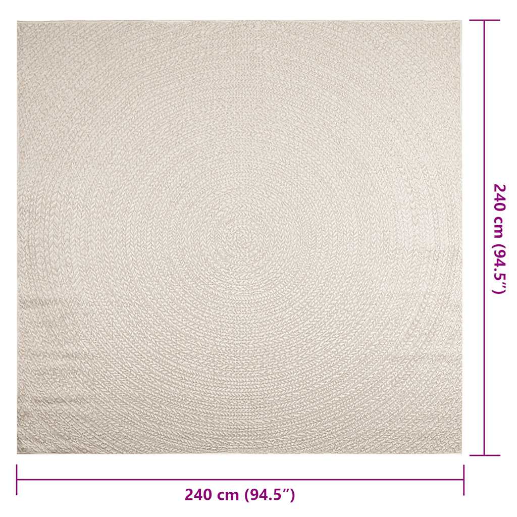 Χαλί ZIZUR Κρεμ Όψη Γιούτας Εσωτ. & Εξωτ. Χώρου 240x240 εκ. - Pakobazaar