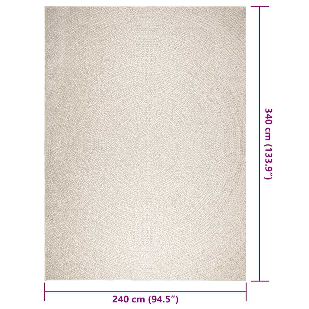 Χαλί ZIZUR Κρεμ Όψη Γιούτας Εσωτ. & Εξωτ. Χώρου 240x340 εκ. - Pakobazaar