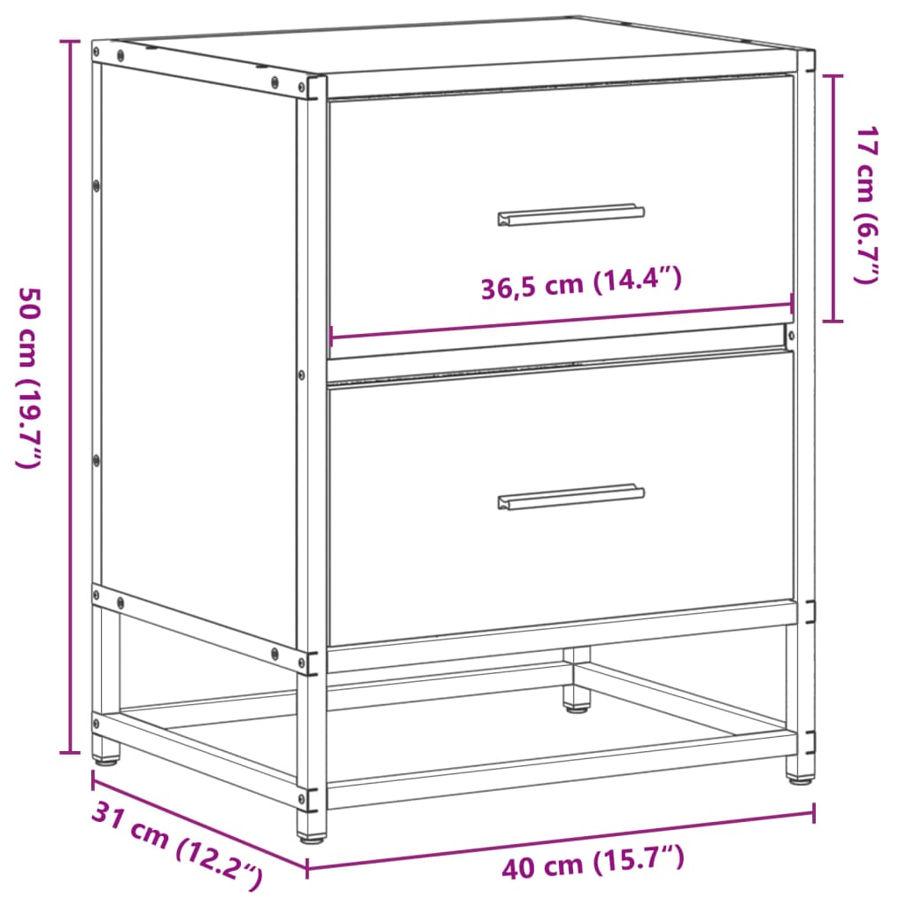 Κομοδίνο Γκρι Sonoma 40x31x50 εκ. από Επεξεργασμένο Ξύλο