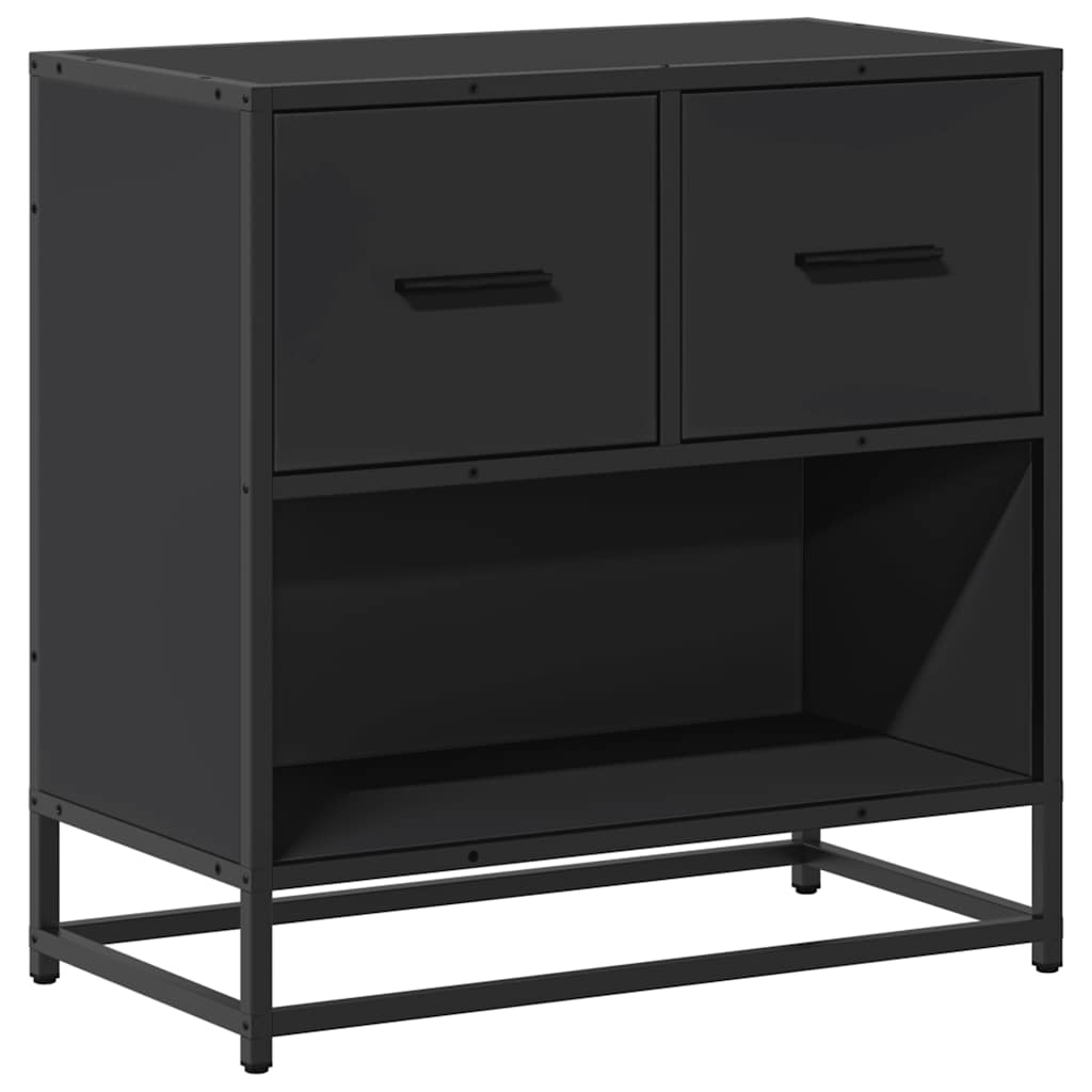 Κομοδίνο Μαύρο 60x31x60 cm Κατασκευασμένο ξύλο και μέταλλο