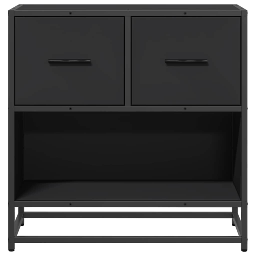 Κομοδίνο Μαύρο 60x31x60 cm Κατασκευασμένο ξύλο και μέταλλο