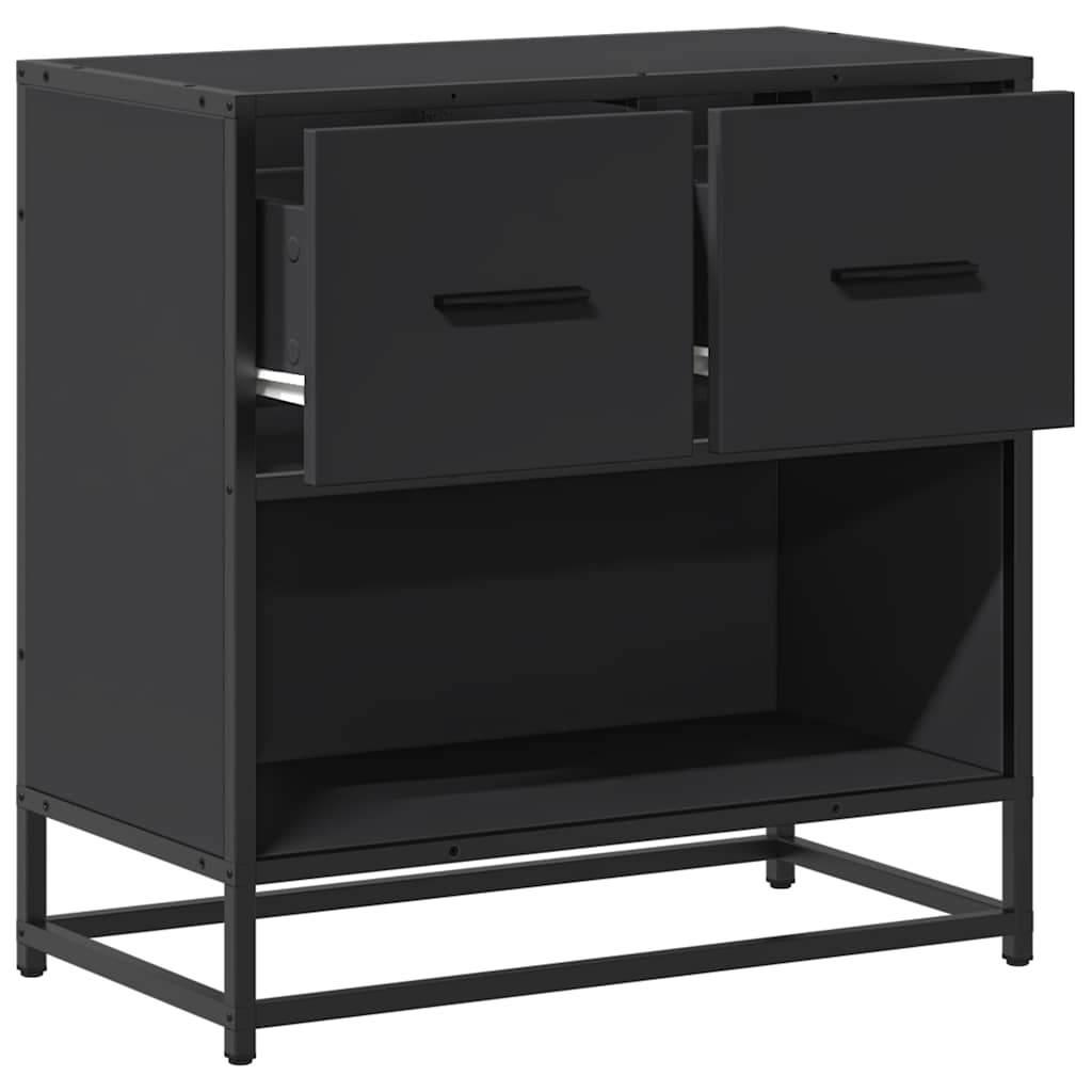 Κομοδίνο Μαύρο 60x31x60 cm Κατασκευασμένο ξύλο και μέταλλο