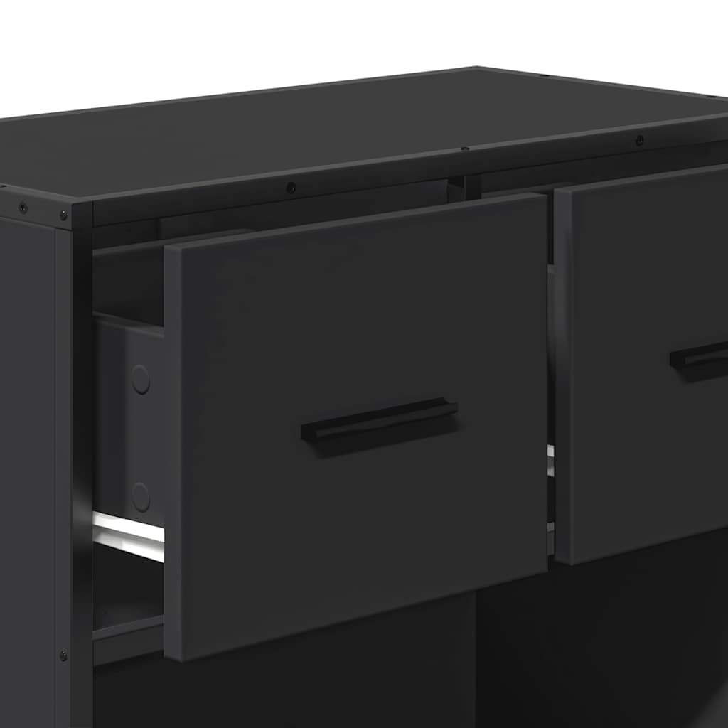 Κομοδίνο Μαύρο 60x31x60 cm Κατασκευασμένο ξύλο και μέταλλο