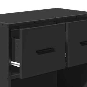 Κομοδίνο Μαύρο 60x31x60 cm Κατασκευασμένο ξύλο και μέταλλο