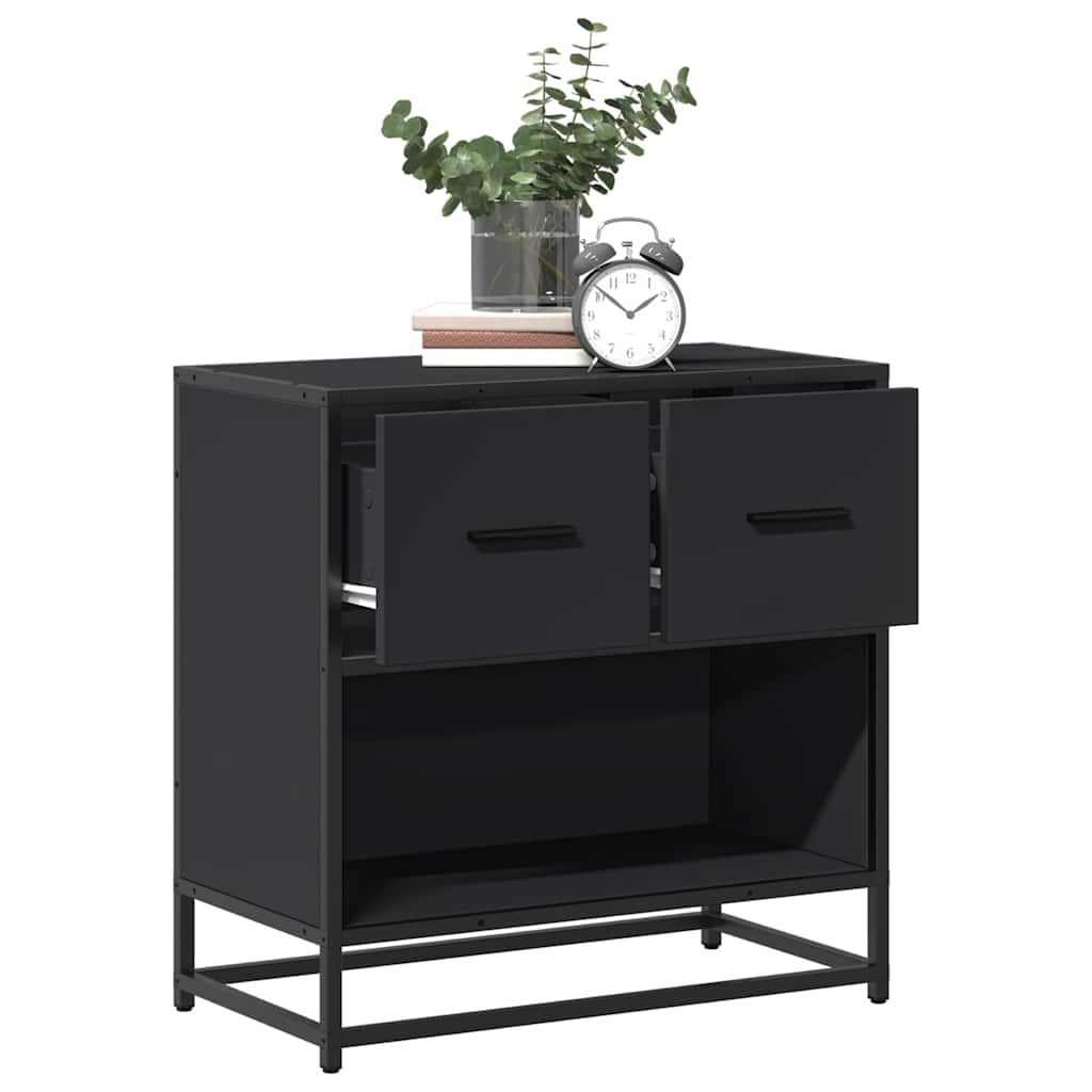 Κομοδίνο Μαύρο 60x31x60 cm Κατασκευασμένο ξύλο και μέταλλο