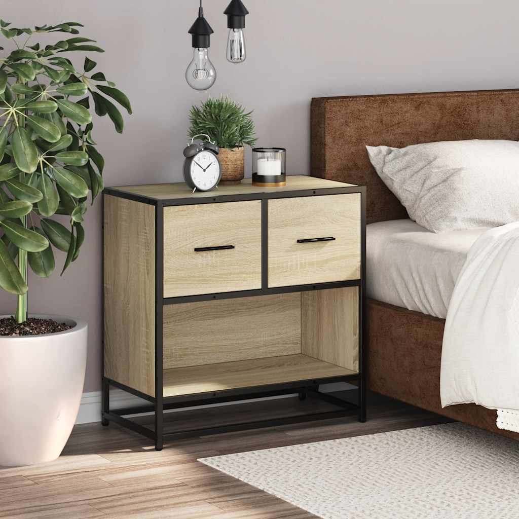 Κομοδίνο Δρυς sonoma 60x31x60cm Κατασκευασμένο ξύλο και μέταλλο