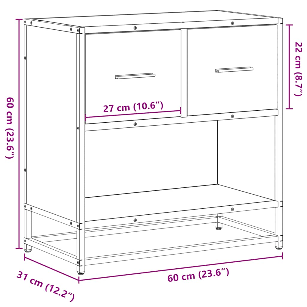 Κομοδίνο Γκρι Sonoma 60x31x60cm Κατασκευασμένο ξύλο και μέταλλο