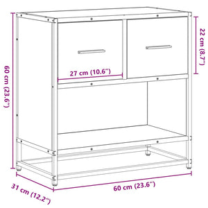 Κομοδίνο Γκρι Sonoma 60x31x60cm Κατασκευασμένο ξύλο και μέταλλο