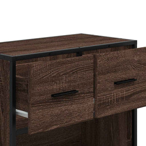 Κομοδίνο καφέ δρυς 60x31x60 cm Κατασκευασμένο ξύλο και μέταλλο