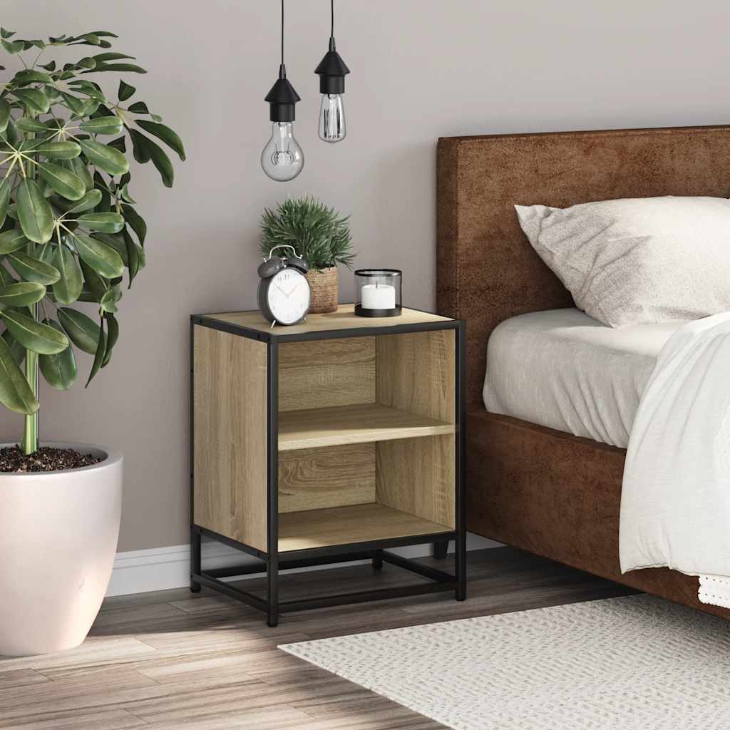 Κομοδίνο Sonoma Oak 40x31x50 cm Κατασκευασμένο ξύλο και μέταλλο - Pakobazaar