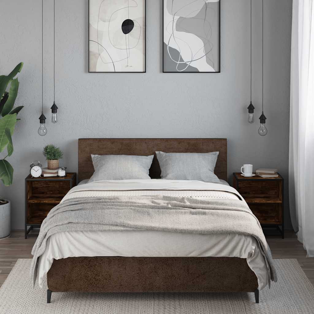 Κομοδίνα 2 τεμάχια καπνιστή βελανιδιά 40x31x50 cm - Pakobazaar