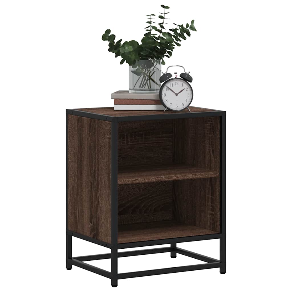 Κομοδίνο καφέ δρυς 40x31x50 cm Κατασκευασμένο ξύλο και μέταλλο - Pakobazaar