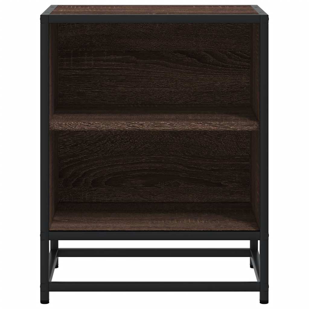 Κομοδίνο καφέ δρυς 40x31x50 cm Κατασκευασμένο ξύλο και μέταλλο - Pakobazaar