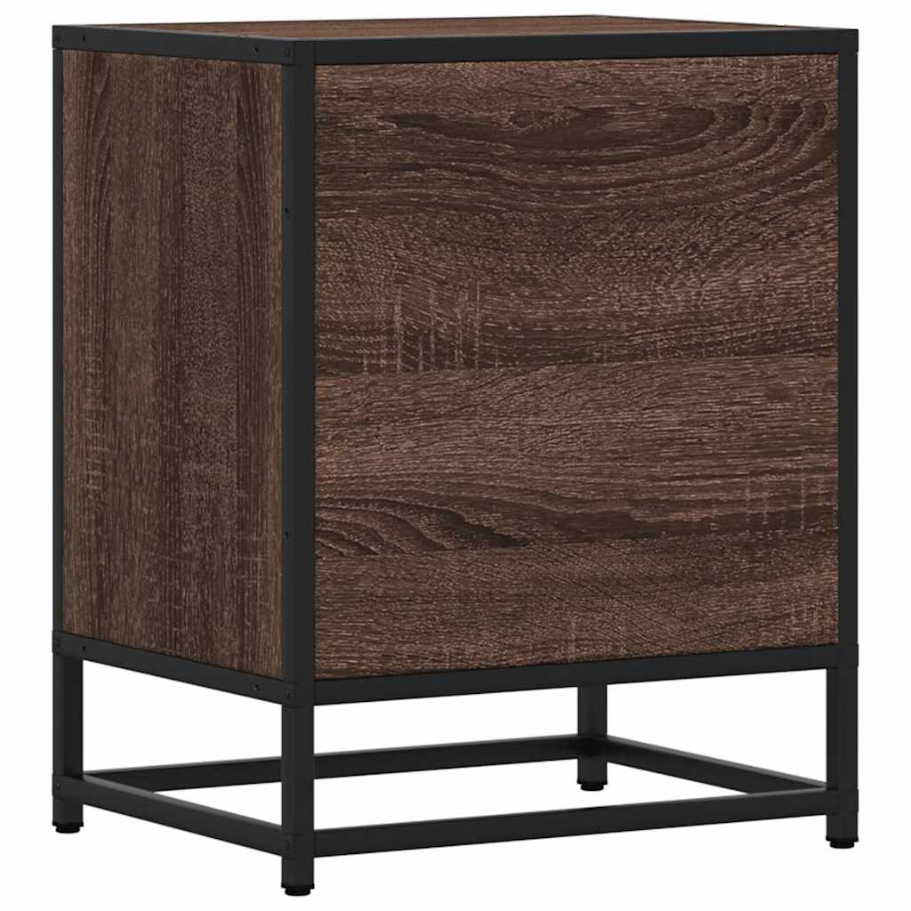 Κομοδίνο καφέ δρυς 40x31x50 cm Κατασκευασμένο ξύλο και μέταλλο - Pakobazaar
