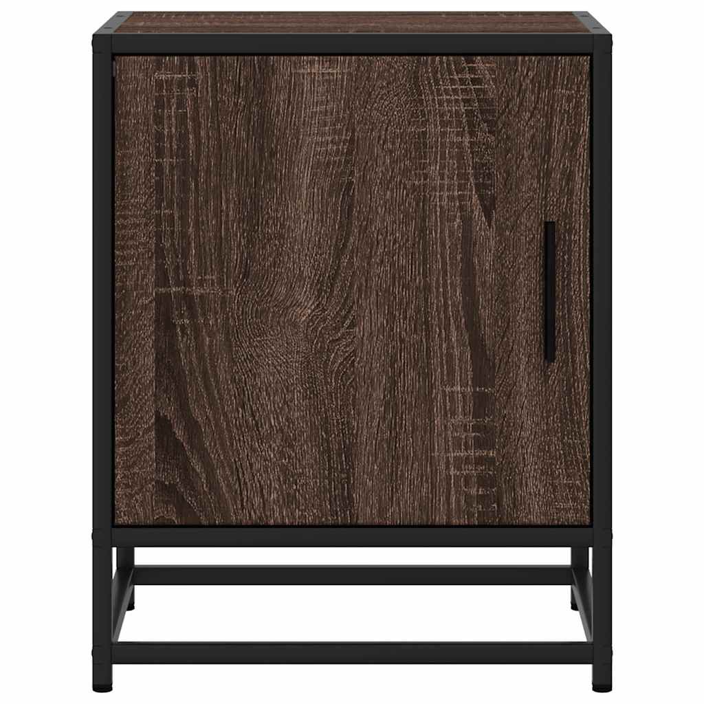 Κομοδίνο καφέ δρυς 40x31x50 cm Κατασκευασμένο ξύλο και μέταλλο