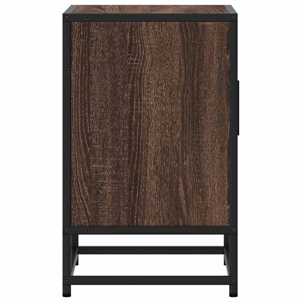 Κομοδίνο καφέ δρυς 40x31x50 cm Κατασκευασμένο ξύλο και μέταλλο
