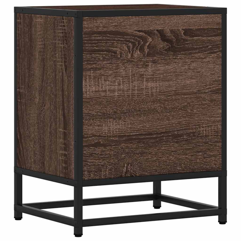 Κομοδίνο καφέ δρυς 40x31x50 cm Κατασκευασμένο ξύλο και μέταλλο