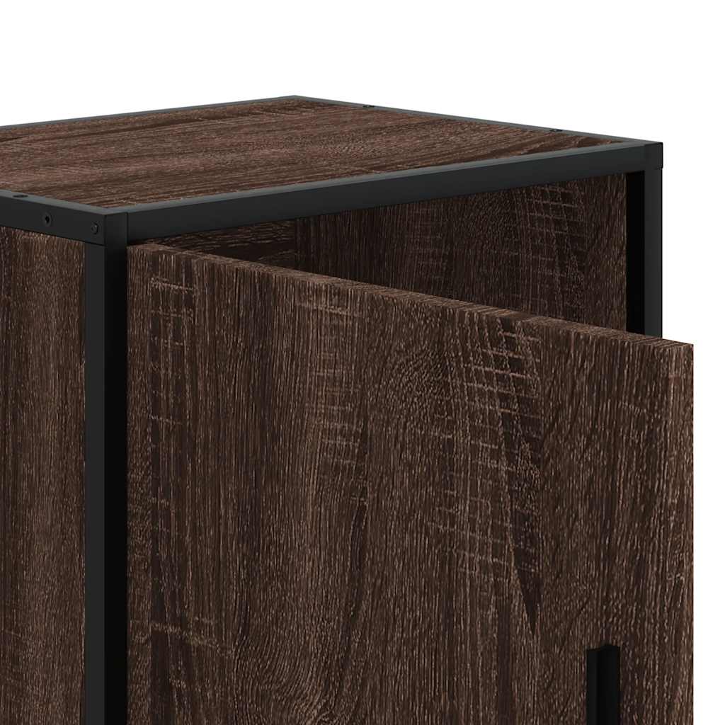 Κομοδίνο καφέ δρυς 40x31x50 cm Κατασκευασμένο ξύλο και μέταλλο
