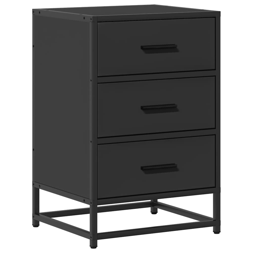 Κομοδίνο Μαύρο 40x34,5x60 cm Κατασκευασμένο ξύλο και μέταλλο