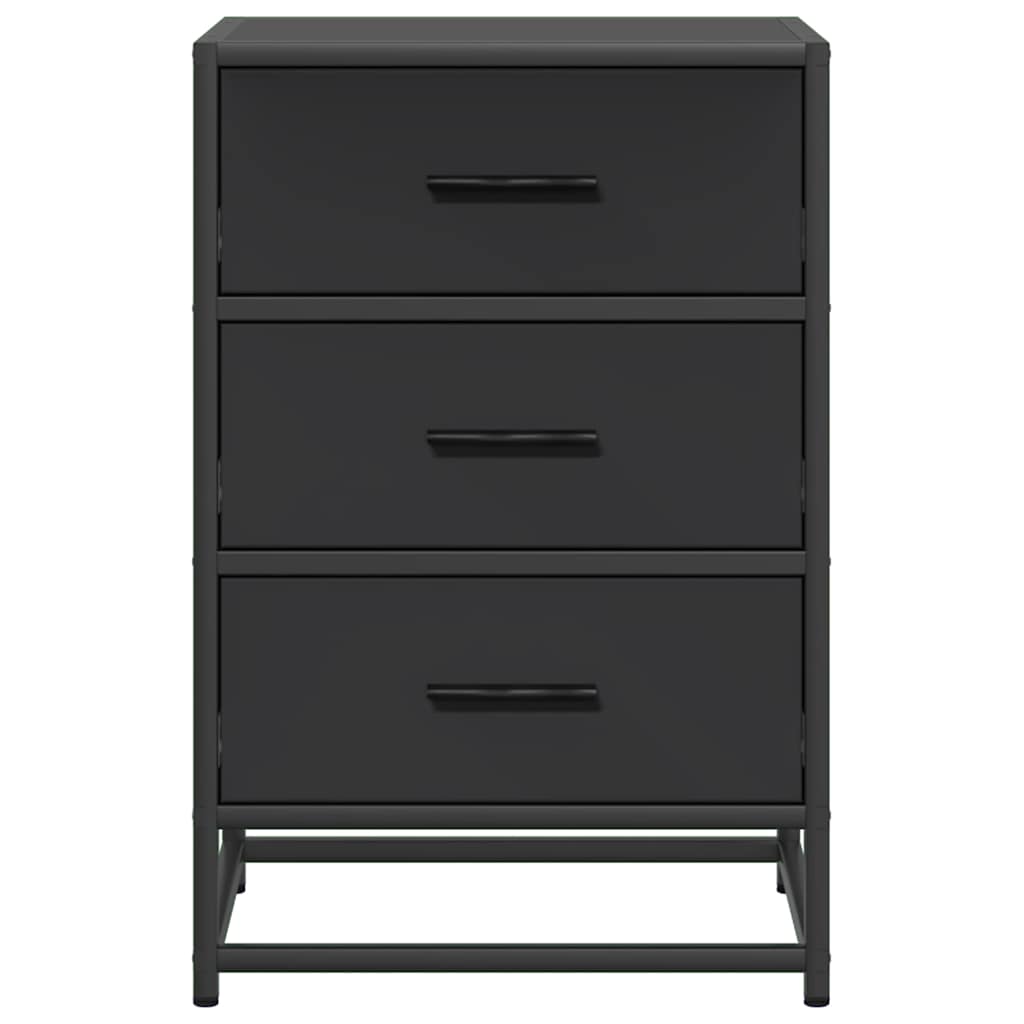 Κομοδίνο Μαύρο 40x34,5x60 cm Κατασκευασμένο ξύλο και μέταλλο