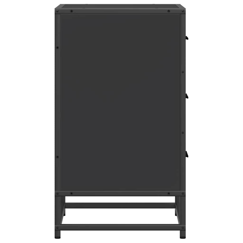 Κομοδίνο Μαύρο 40x34,5x60 cm Κατασκευασμένο ξύλο και μέταλλο