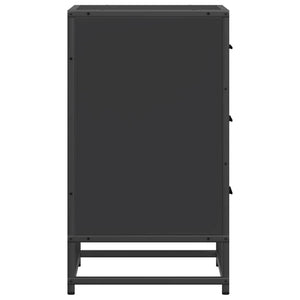 Κομοδίνο Μαύρο 40x34,5x60 cm Κατασκευασμένο ξύλο και μέταλλο