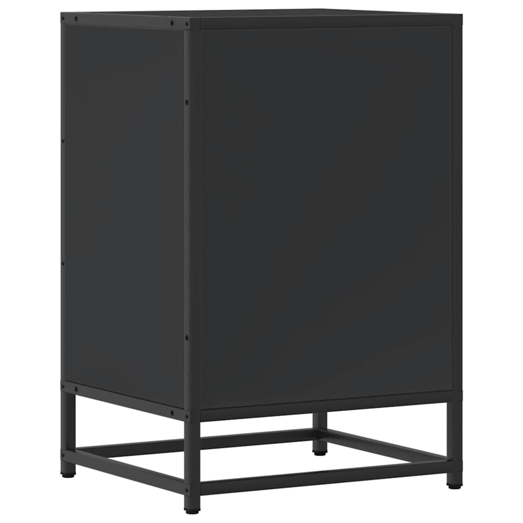Κομοδίνο Μαύρο 40x34,5x60 cm Κατασκευασμένο ξύλο και μέταλλο