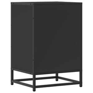 Κομοδίνο Μαύρο 40x34,5x60 cm Κατασκευασμένο ξύλο και μέταλλο