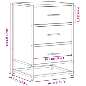Κομοδίνο Μαύρο 40x34,5x60 cm Κατασκευασμένο ξύλο και μέταλλο