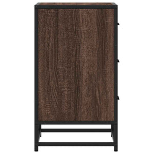 Κομοδίνο καφέ δρυς 40x34,5x60cm Κατασκευασμένο ξύλο και μέταλλο - Pakobazaar