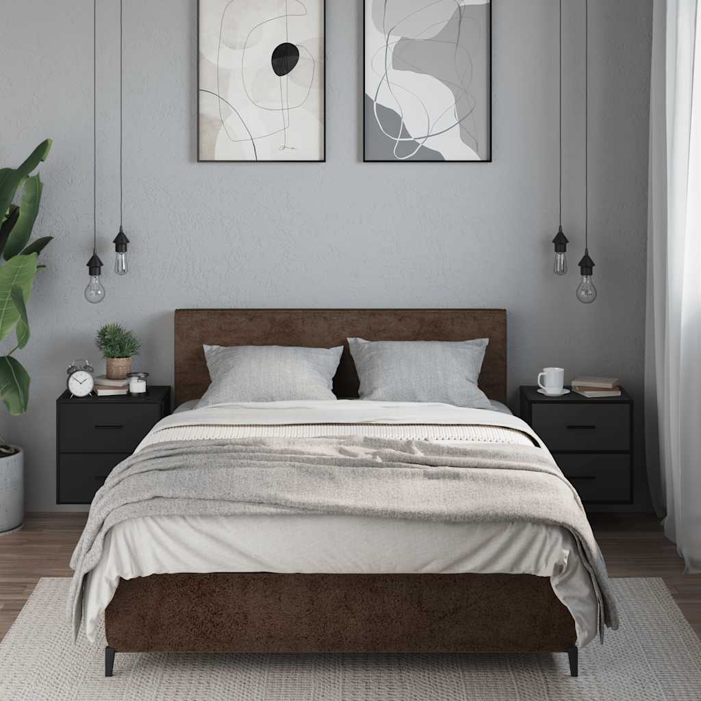 Επιτοίχια κομοδίνα 2 τεμάχια Μαύρο 40x31x39,5 cm - Pakobazaar