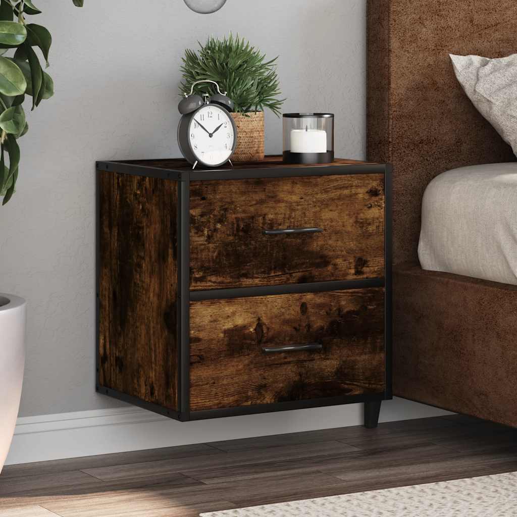 Επίτοιχα κομοδίνα 2 τεμάχια καπνιστή δρυς 40x31x39,5 cm - Pakobazaar