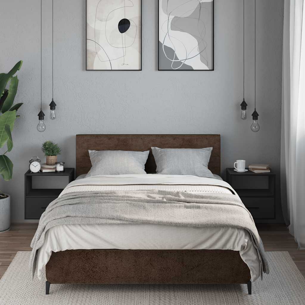 Επιτοίχια κομοδίνα 2 τεμάχια Μαύρο 40x31x39,5 cm - Pakobazaar