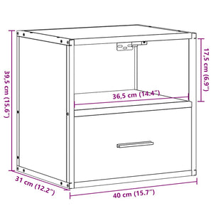 Κομοδίνο επίτοιχο ντουλάπι καφέ δρυς 40x31x39,5 cm - Pakobazaar