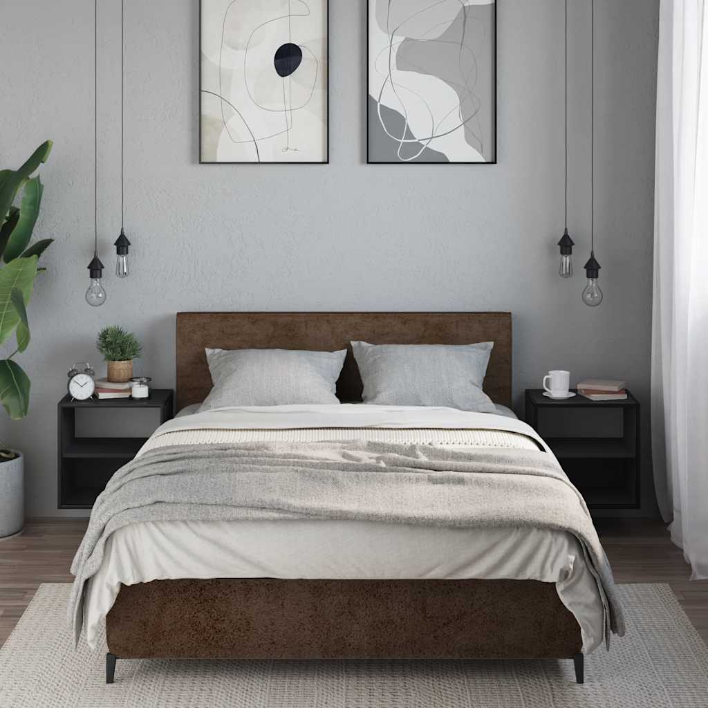 Επιτοίχια κομοδίνα 2 τεμάχια Μαύρο 40x31x39,5 cm