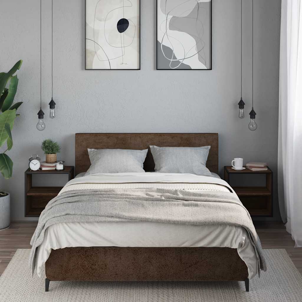 Επίτοιχα κομοδίνα 2 τεμάχια καφέ δρυς 40x31x39,5 cm - Pakobazaar