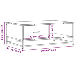 Τραπεζάκι Σαλονιού Μαύρο 90x57x35 εκ. Επεξ. Ξύλο & Μέταλλο - Pakobazaar