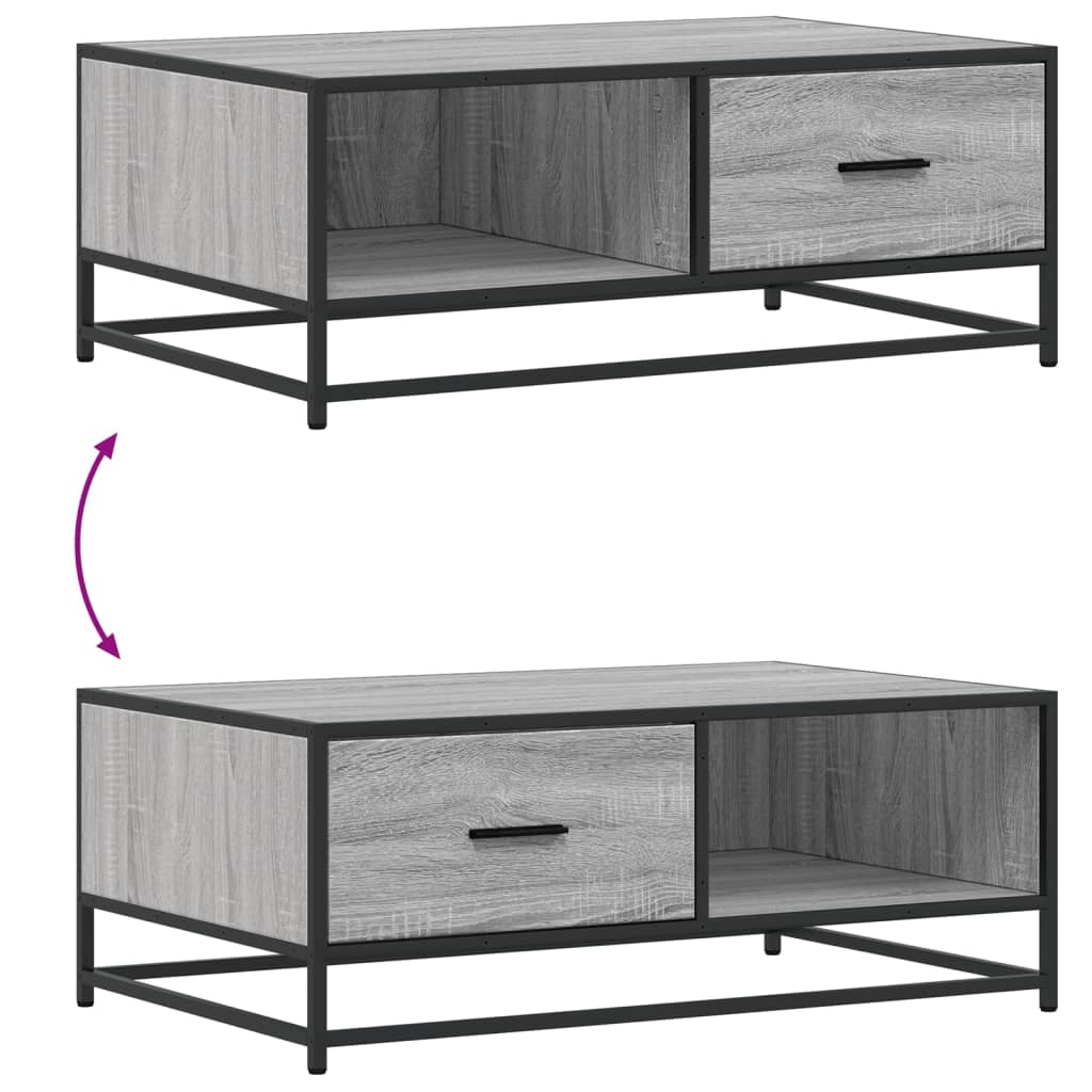 Τραπεζάκι Σαλονιού Γκρι Sonoma 90x57x35 εκ. Επεξ. Ξύλο/Μέταλλο