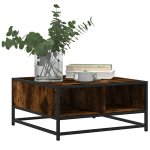 Τραπεζάκι Σαλονιού Καπνιστή Δρυς60,5x60,5x30εκ Επ. Ξύλο&Μέταλλο - Pakobazaar