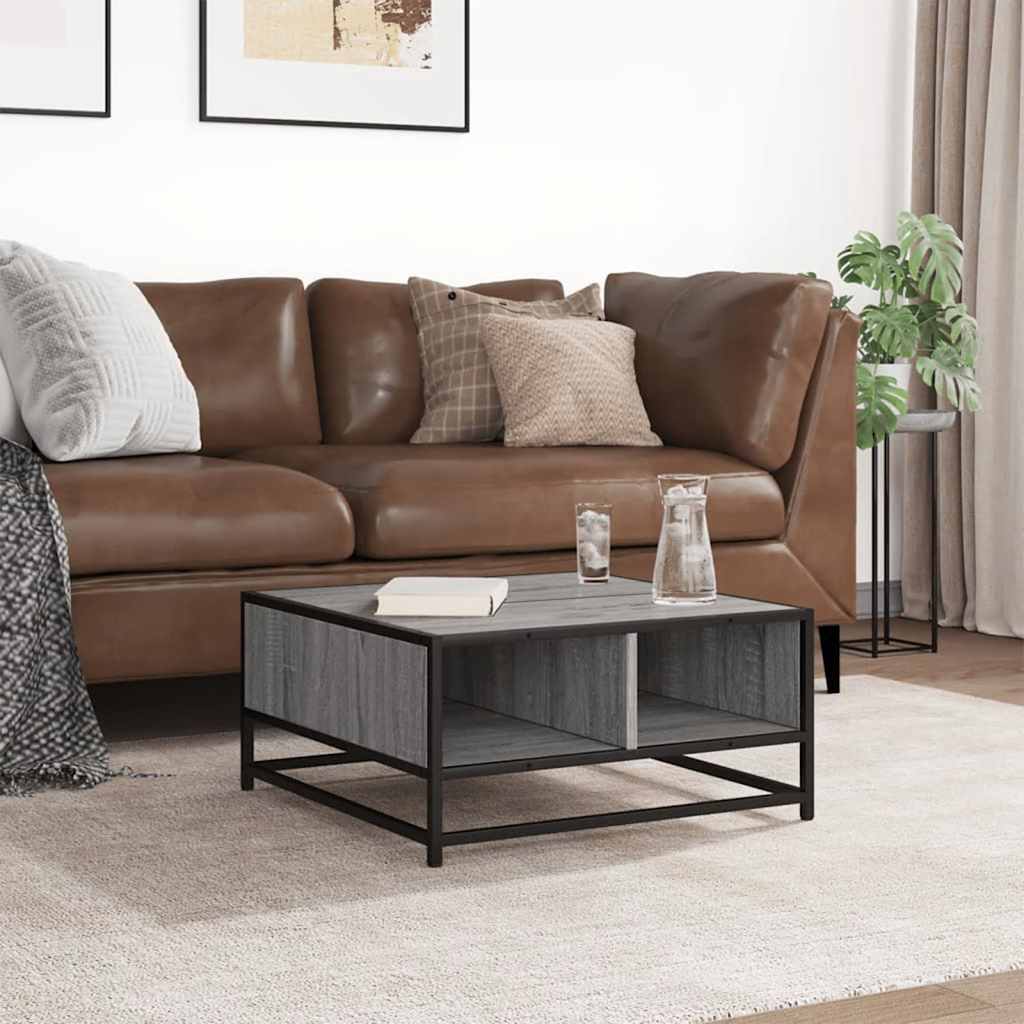 Τραπεζάκι Σαλονιού Γκρι Sonoma 60,5x60,5x30εκ Επεξ.Ξύλο/Μέταλλο - Pakobazaar