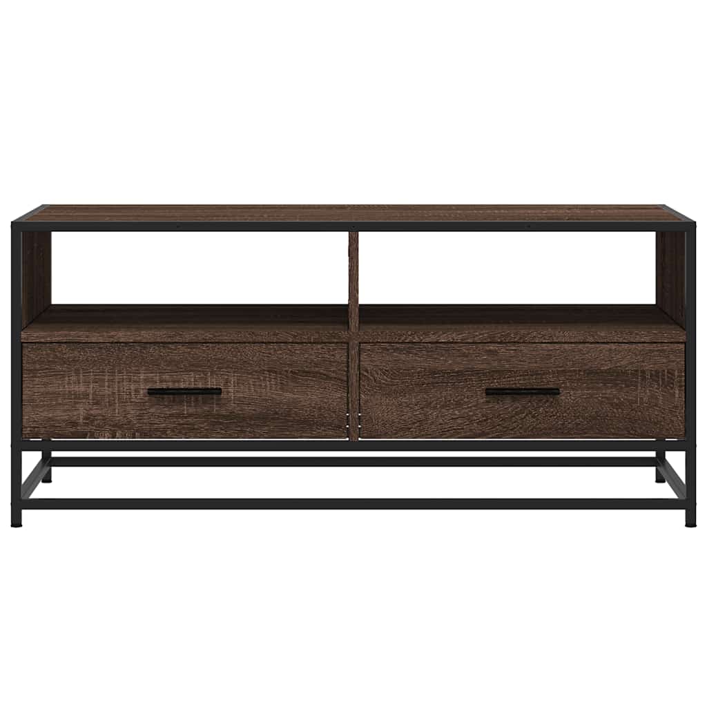 Τραπεζάκι Σαλονιού Καφέ Δρυς 100x50x45 εκ. Επ. Ξύλο/Μέταλλο