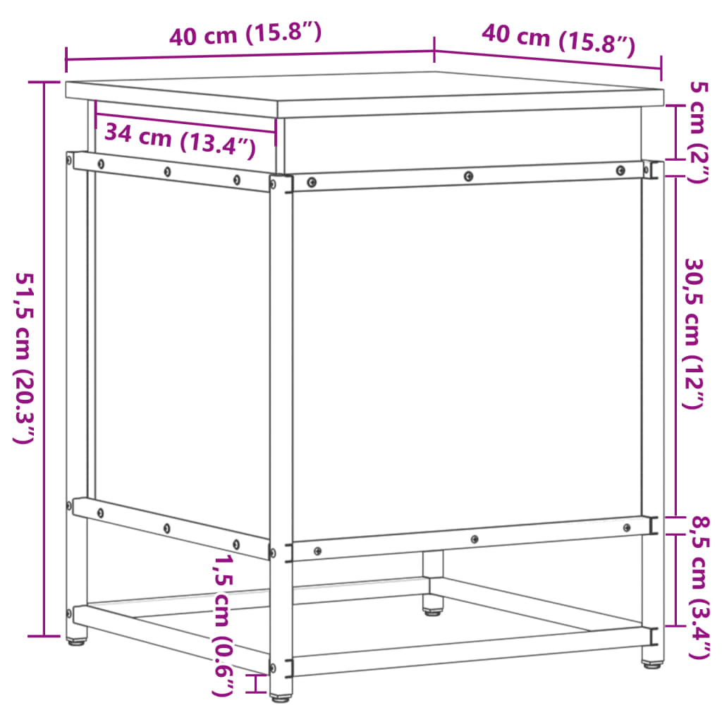 Κουτί Αποθήκευσης με Καπάκι Δρυς 40x40x51,5 εκ. Επεξ. Ξύλο - Pakobazaar