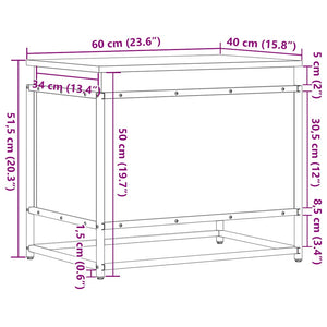 Κουτί Αποθήκευσης με Καπάκι Μαύρο 60x40x51,5 εκ. Επεξ. Ξύλο
