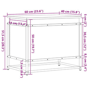 Κουτί Αποθήκευσης με Sonoma Δρυς 60x40x51,5 εκ. Επεξ. Ξύλο - Pakobazaar