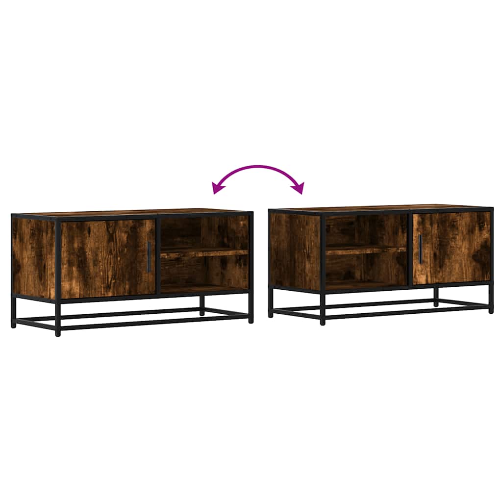 Έπιπλο Τηλεόρασης Καπνιστή Δρυς 80x34,5x40εκ Επεξ. Ξύλο/Μέταλλο