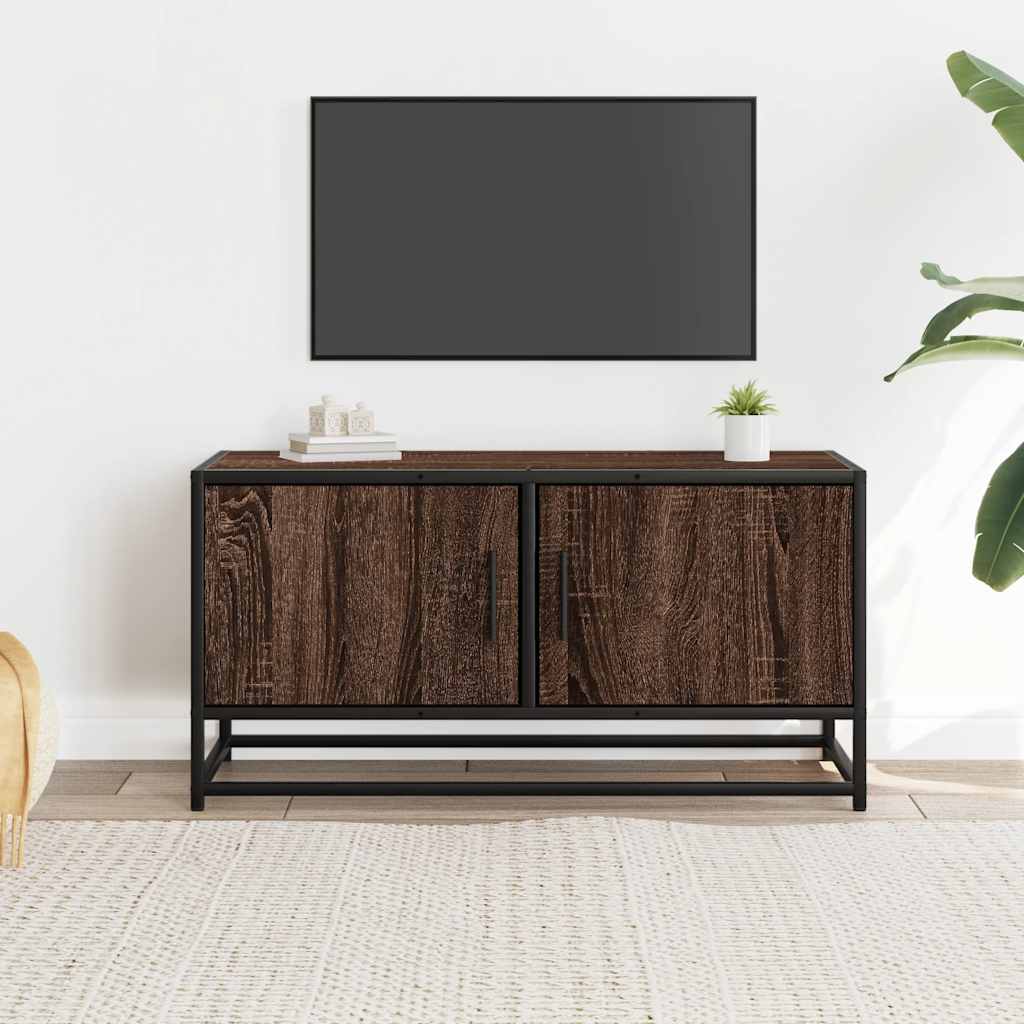 Έπιπλο Τηλεόρασης Καφέ Δρυς 80x34,5x40εκ Επεξ. Ξύλο/Μέταλλο