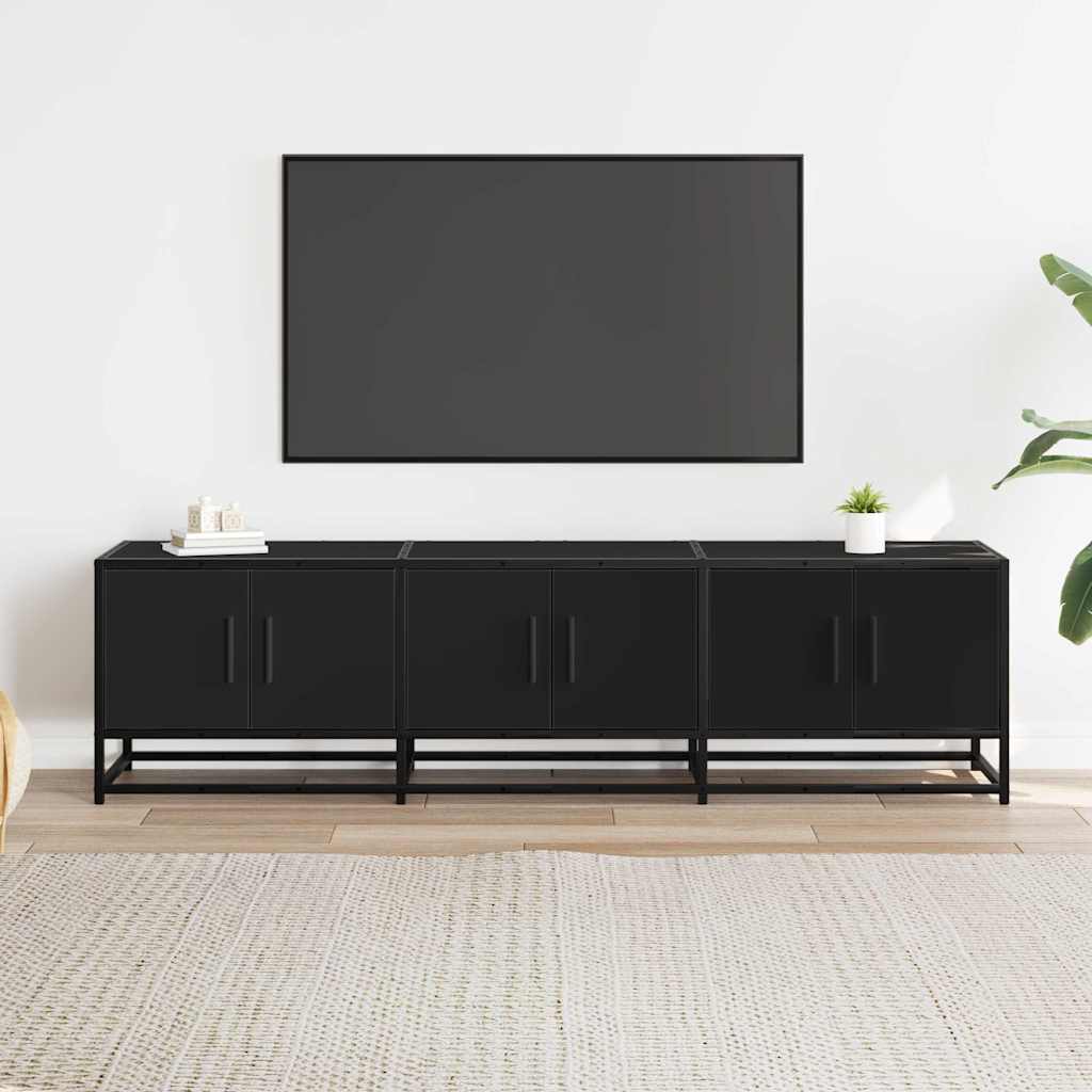 Έπιπλο Τηλεόρασης Μαύρο 150x35x41 εκ. Επεξεργ. Ξύλο / Μέταλλο