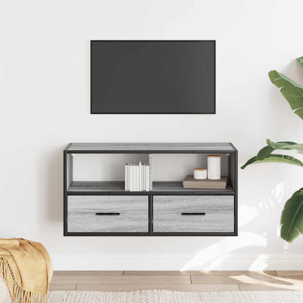 Έπιπλο Τηλεόρασης Γκρι Sonoma 80x31x39,5 εκ. Επεξ.Ξύλο/Μέταλλο