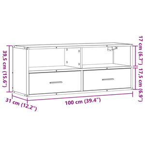 Έπιπλο Τηλεόρασης Γκρι Sonoma 100x31x39,5 εκ. Επεξ.Ξύλο/Μέταλλο