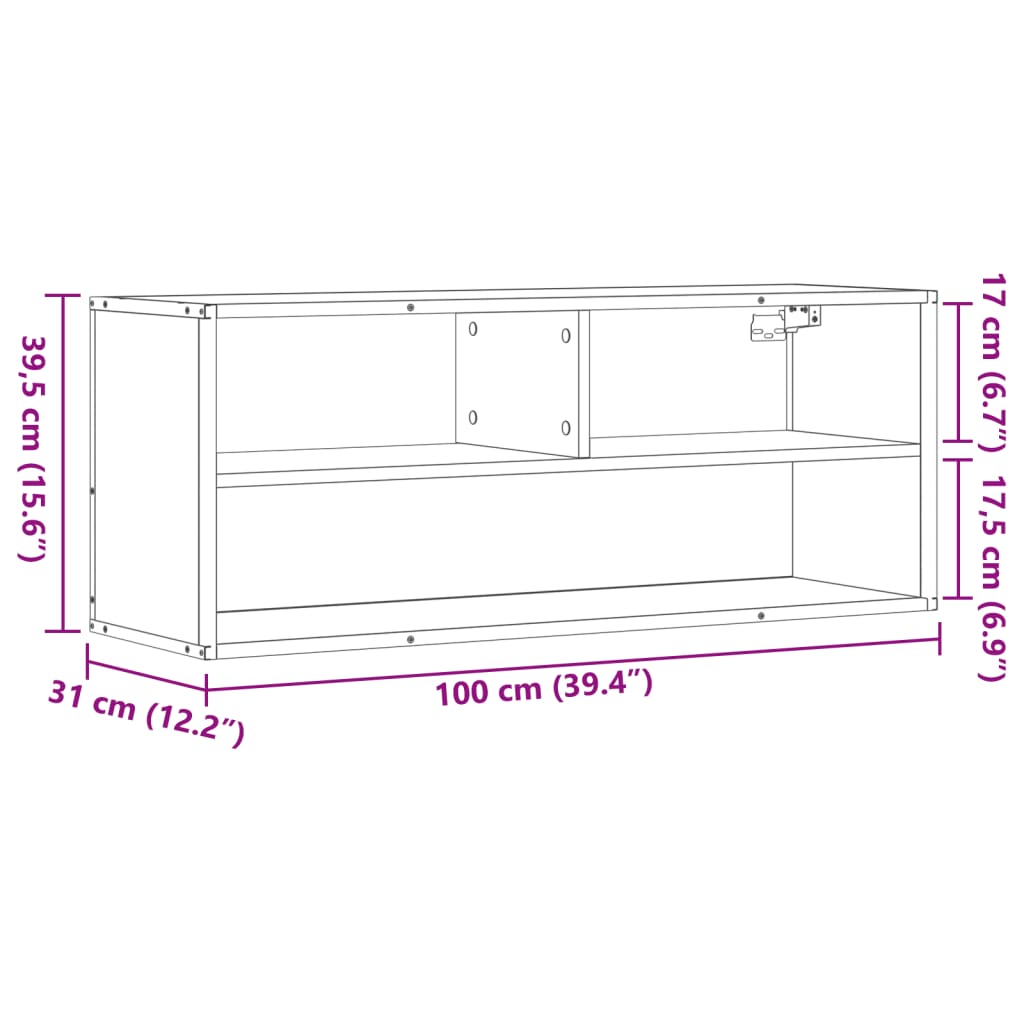 Έπιπλο Τηλεόρασης Γκρι Sonoma 100x31x39,5 εκ. Επεξ.Ξύλο/Μέταλλο - Pakobazaar